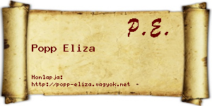 Popp Eliza névjegykártya